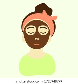 Beauty Girl Take Care of her Face and Applying Facial Sheet Mask