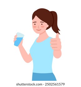 Beauty girl take care of her health and drink more water. Healthy woman drinking water from glass. Stay hydrated and healthy lifestyle concept.