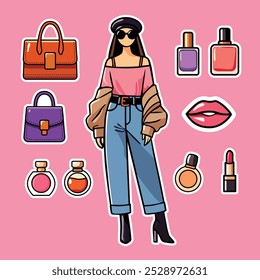 Beauty Girl Vector Set – Fashionable and Stylish Girl Illustrations