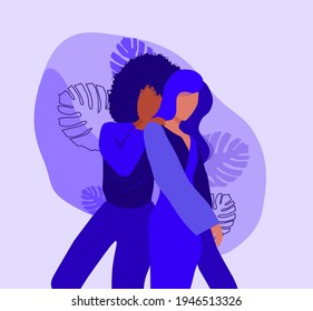 Beauty girls friendship concept isolated on abstract background	 