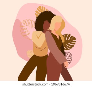 Beauty girls friendship concept isolated on abstract background	 