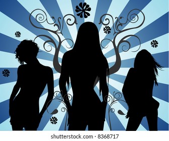 beauty girls vector composition