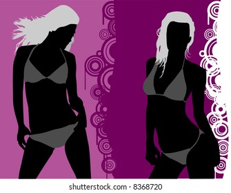 beauty girls vector composition