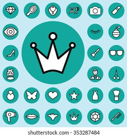 beauty, glamour outline, thin, flat, digital icon set for web and mobile