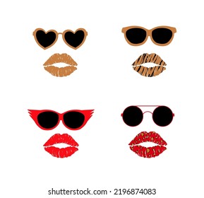 Gafas de belleza con colección de patrones de labios 