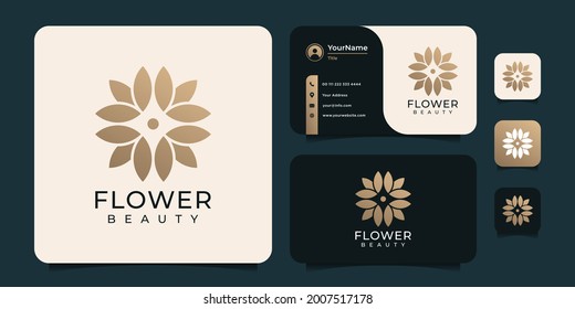 Beauty golden flower logo floral spa feminine logo design. Logo can be used for icon, brand, identity, meditation, wedding, frame, minimalist, and health