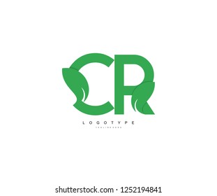 beauty green leaf logo letter CR