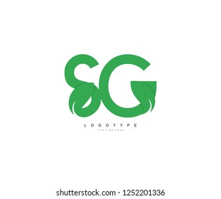 beauty green leaf logo letter SG