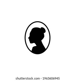 beauty hair bun women silhouette logo vector