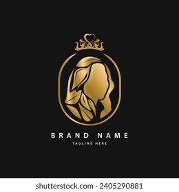 Beauty hair leaf woman silhouette logo template design