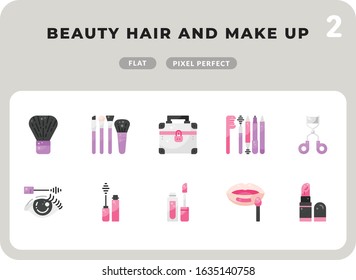 Beauty Hair And Make Up Flat  Icons Pack for UI. Pixel perfect thin line vector icon set for web design and website application.
