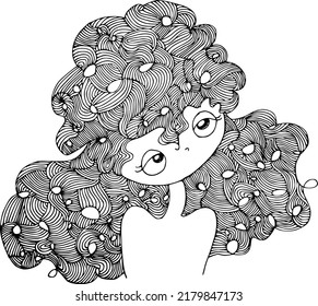 Beauty Hair Pattern Design vector drawing
