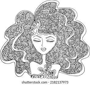 Beauty Hair Pattern Design vector drawing	