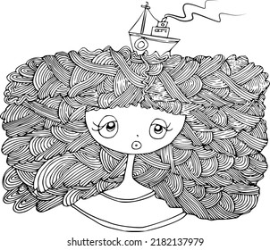 Diseño de patrones de cabello de belleza dibujo vectorial	