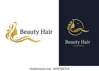 beauty hair queen logo design template