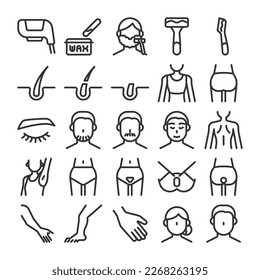 Beauty hair removal icon set