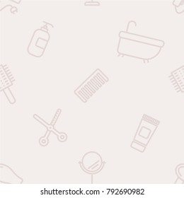 Beauty Hair tools Beige vector seamless pattern routine tools icons texture background