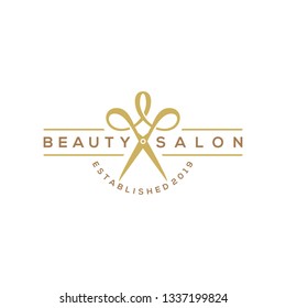 Beauty Haircut Salon Logo Scissor Vector Stock Vector (Royalty Free ...