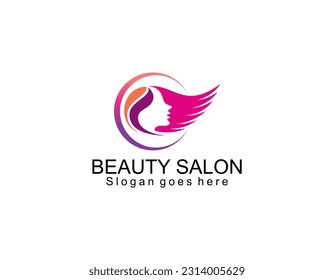 beauty haircut salon logo with scissor vector illustration design