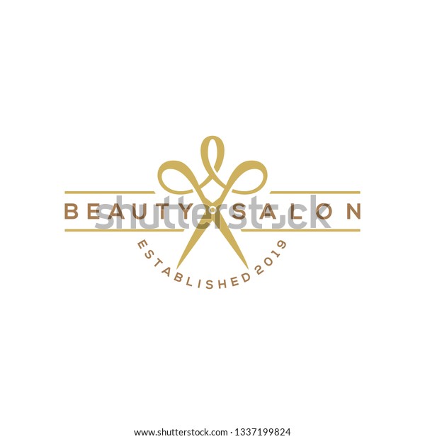 Beauty Haircut Salon Logo Scissor Vector Stock Vector (Royalty Free ...