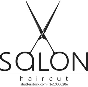 Beauty and hairdresser with scissors silhouette for business
