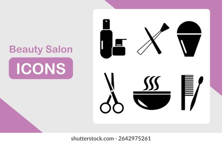 Beauty and Hairdressing Icon Set Tools and Accessories