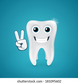Beauty and happy human tooth with smile on blue background
