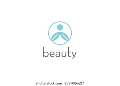 Beauty health care logo design yoga zen spa studio nature leaf icon symbol
