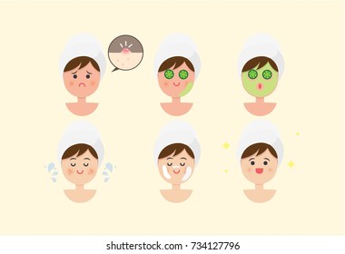 Beauty/ Health/ Face Care - Character Vector Illustration