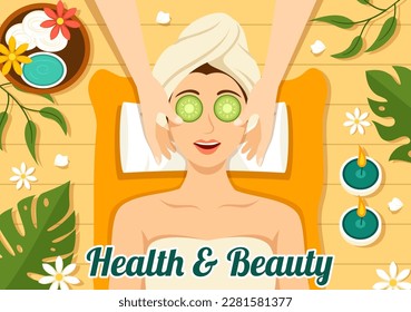 Beauty and Health Illustration with Natural Cosmetics and Eco Products for Problematic Skin or Treatment Face in Women Cartoon Hand Drawn Templates