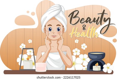 Beauty and health text design for banner or poster illustration