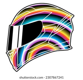The beauty helm helmet logo with simple and modern gradient line art in a luxurious pattern colour 
