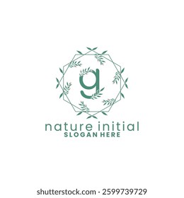 Beauty Hexagonal Botanical with initial letter G logo design vector template. Flower with letter identity logo design icon