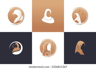 Beauty hijab logo design vector collection with unique element idea