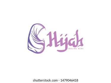 beauty hijab, Muslim female, Scarf logo template. Vector Illustration