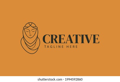 Beauty Hijab Woman Logo Design. Illustration of Muslim Woman with Hijab. Vector Design.