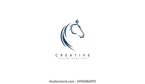 Beauty horse ranch stable, power logo design vector illustration