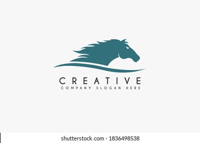 Beauty Horse Ranch Stable Stallion Logo design vector illustration. Beauty Horse icon. usable for business and farm logos isolated black background