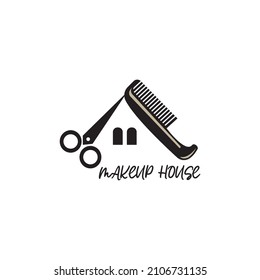 beauty house logo illustration comb design vector template