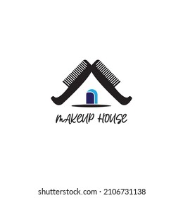 beauty house logo illustration comb design vector template