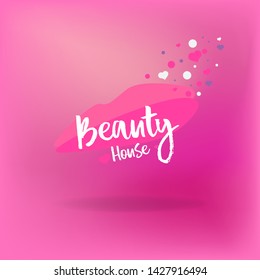 Beauty house logotype, for web and print decoration, Spa and hairdresser salon, barber, cosmetologist and beautician abstract emblem for cosmetics