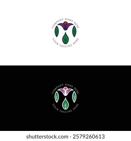 Beauty Human Spa Relaxing Yoga Meditation Leaf Leaves Flower Icon Symbol Illustration Logo Design Vector