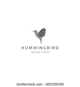 Beauty Humming Bird Silhouette Isolated White Background Vector Logo Design