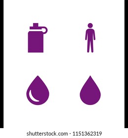 beauty icon. 4 beauty set with water drop, droplet, water and tall human silhouette vector icons for web and mobile app