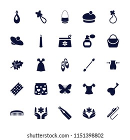 Beauty icon. collection of 25 beauty filled icons such as leaf, butterfly, perfume, hair curler, make up bag, woman bag, flower. editable beauty icons for web and mobile.