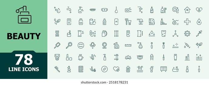 Beauty icon. Cosmetics collection. Minimal thin line icons. Skin care editable stroke. Beauty and Cosmetics icons for web and mobile app.