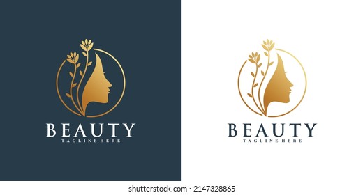 Plantilla de logotipo de icono de belleza para mujer Vector Premium