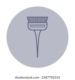 Beauty icon of makeup brush on gray circle, perfect for cosmetic branding or beauty-related themes used in digital design