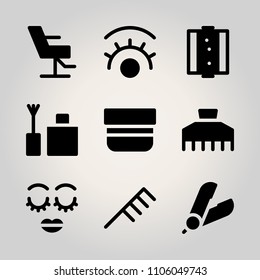 Beauty icon set. beautiful, professional, master and dryer vector illustration for web