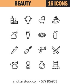 Beauty icon set. Collection of high quality outline symbols for web design, mobile app. Navigation vector thin line icons or logo.